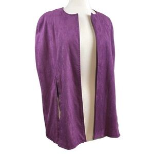 Anthropologie Andersen & Lauth Faux Suede Cape Capelet Purple OS One Size